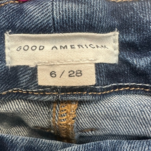 Good American Indigo Good Waist Asymmetrical Button Fly Skinny Jeans Size 6/28 - Picture 4 of 8